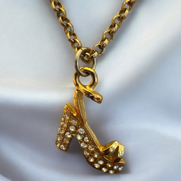 Salvatore Ferragamo Goldtone/Rhinestone Shoe Pendant Necklace - Picture 2 of 3